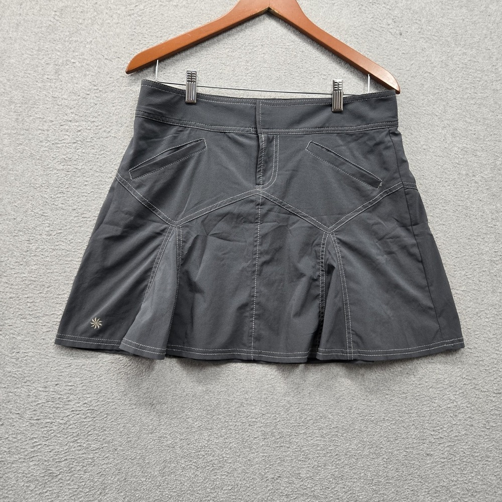 Athleta Women Activewear Skirt 6 Gray All Terrain Mini Pleated Pockets Outdoor